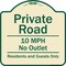 Signmission Designer Series-Private Road 10 Mph No Outlet Residents And Guests Only, 18" H, TG-1818-9772 A-DES-TG-1818-9772 - alternate 1
